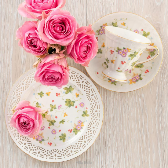 Serwis do kawy herbaty porcelanowy na 6 osób WALENCJA Ivory