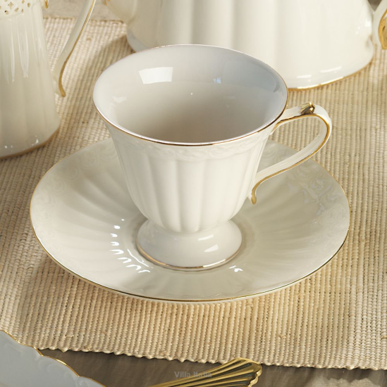 Filiżanka do herbaty porcelanowa 200 ml ze spodkiem CLARA GOLD