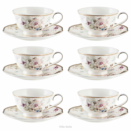 Komplet filiżanek porcelanowych Isabelle - Villa italia