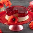 Patera na tort szklana 33 cm czerwona MAK  1
