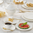 filiżanka do kawy i talerzyki deserowe z porcelany kostnej