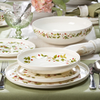 zestaw obiadowy porcelanowy z owocowym wzorem