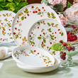 zestaw obiadowy porcelanowy z owocowym wzorem