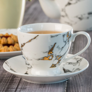 Zestaw deserowy porcelanowy dla 1 osoby MARMO GOLD