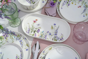 Serwis obiadowo kawowy na 12 osób porcelanowy VIOLA