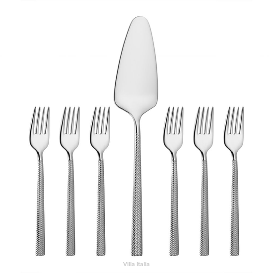 nowoczesny zestaw widelczyków do ciasta z łopatką