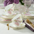 filiżanki porcelanowe w kwiaty różowe