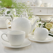 Biały zestaw porcelanowy do kawy i herbaty dla 6 osób