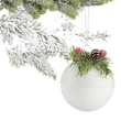 Bombka biała z gałązką 8 cm 1