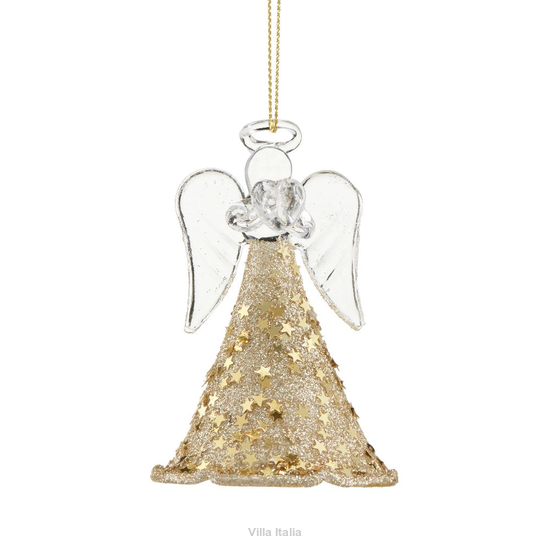 Ozdoba choinkowa ANIOŁEK Zawieszka szklana 9 cm