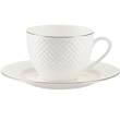 porcelanowa filiżanka do herbaty ze spodkiem, dekorowana platyną