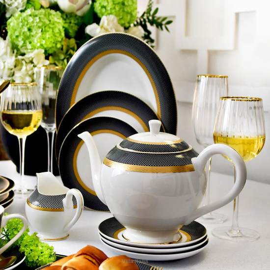 Serwis obiadowo kawowy na 12 osób porcelanowy ROYAL LADY