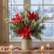 Gałązka świąteczna gwiazda betlejemska czerwona 47 cm 1