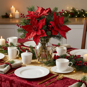 Gałązka świąteczna gwiazda betlejemska czerwona 47 cm