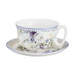 Filiżanka porcelanowa ze spodkiem w kwiaty fioletowe