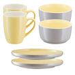 Zestaw śniadaniowy dla 2 osób BORNEO yellow-grey 1