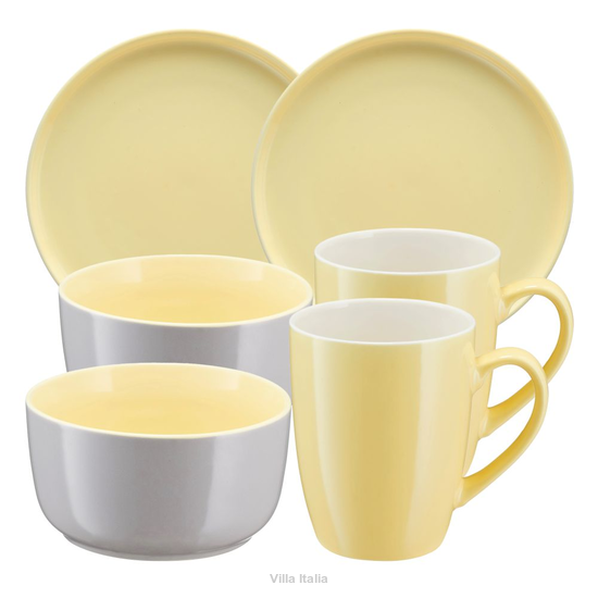 Zestaw śniadaniowy dla 2 osób BORNEO yellow-grey Zestaw śniadaniowy dla 2 osób żółto-szary