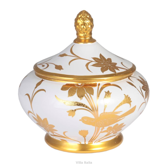Amfora porcelanowa 21 cm zdobiona złotem CESARE