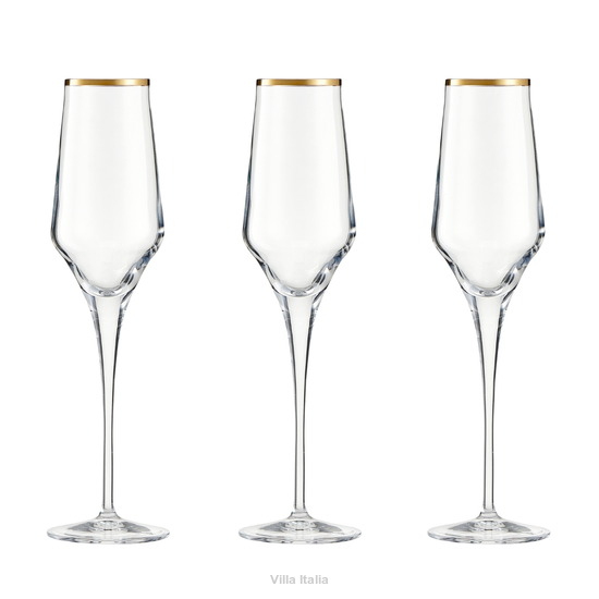 szampanówki ze szkła kryształowego ze złotem