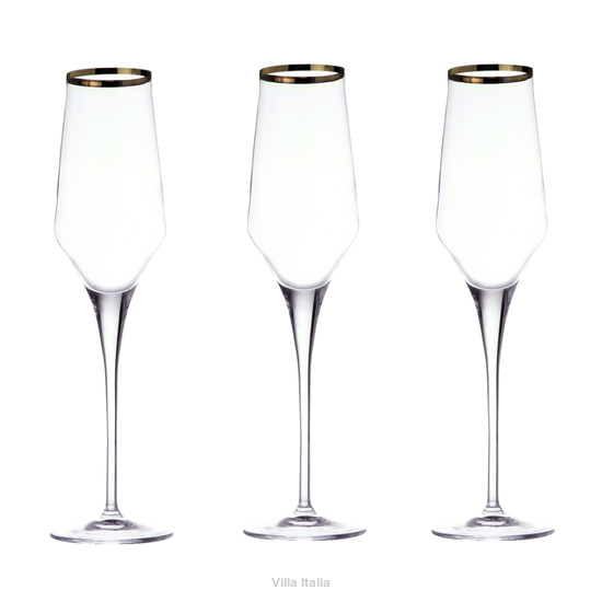 szampanówki ze szkła kryształowego ze złotem