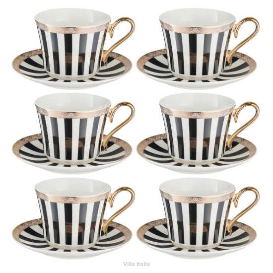 Komplet filiżanek porcelanowych w paski