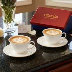 Komplet filiżanek porcelanowych 2 sztuki Zestaw prezentowy ROMANTICA