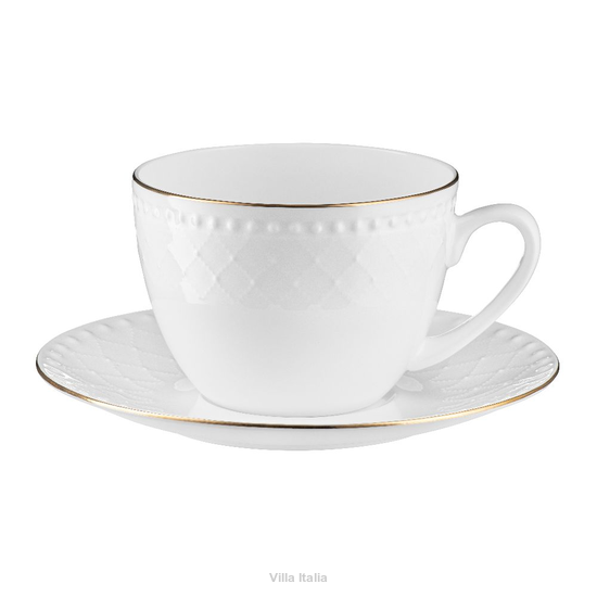 Filiżanka do kawy porcelanowa 250 ml ze spodkiem ROMA GOLD