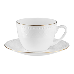 Filiżanka do kawy porcelanowa 250 ml ze spodkiem ROMA GOLD