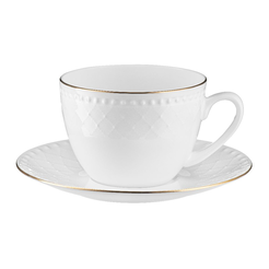 Filiżanka do kawy porcelanowa 250 ml ze spodkiem ROMA GOLD