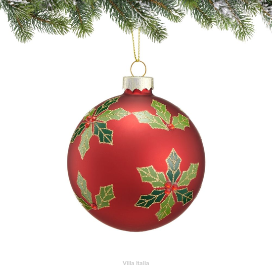 Bombka czerwono zielona matowa z kryształkami