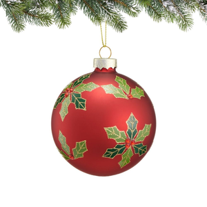 Bombka czerwona dekorowana OSTROKRZEW 7,5 cm