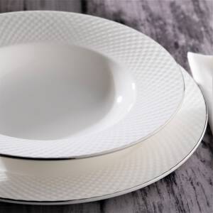 Serwis obiadowy porcelanowy Komplet talerzy na 6 osób BARI PLATIN 