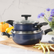 Garnek niski z pokrywką 16 cm ceramiczny LADY BLUE 4