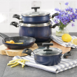 Garnek niski z pokrywką 16 cm ceramiczny LADY BLUE 3