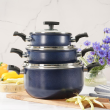 Garnek niski z pokrywką 16 cm ceramiczny LADY BLUE 5