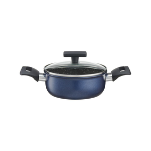Garnek niski z pokrywką 16 cm ceramiczny LADY BLUE