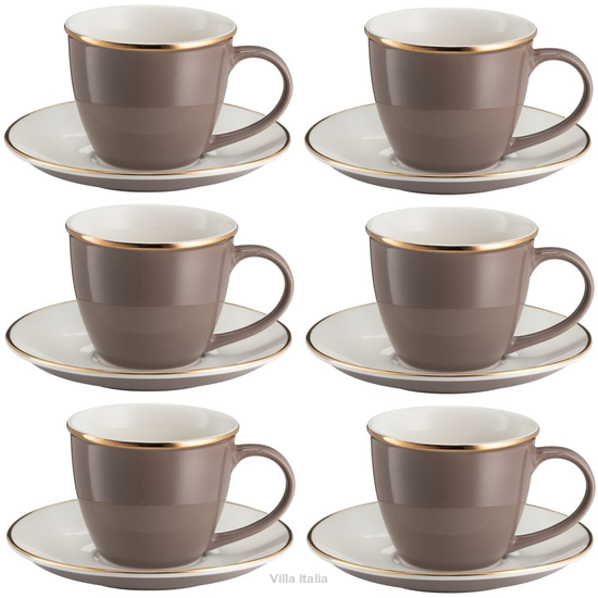 Komplet 6 filiżanek do kawy i herbaty porcelanowych 220 ml PEPPER