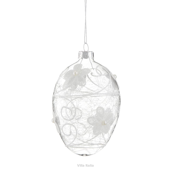 Bombka jajko szklane dekorowane 12 cm
