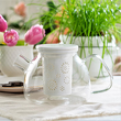 dzbanek z zaparzaczem porcelanowym białym