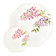 stylowy komplet talerzy do ciasta z porcelany ręcznie malowany złotem