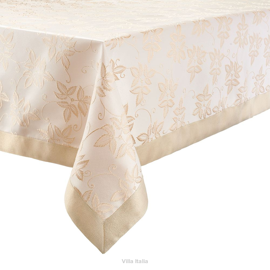 Obrus beżowy 140 x 260 żakardowy REGINA