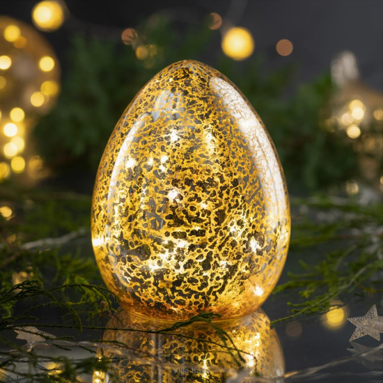 Lampion szklany LED 17 cm IRIS jajko