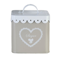 Pojemnik na cukier metalowy kwadratowy 14 cm LACE