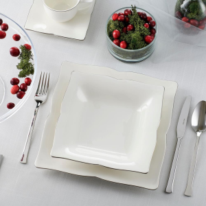Serwis obiadowo kawowy porcelanowy na 6 osób COMO PLATIN 