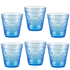 Komplet 6 sztuk szklanek niebieskich 250 ml FREEZE