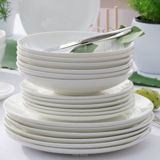 Serwis obiadowy porcelanowy Komplet talerzy na 6 osób BOSTON white