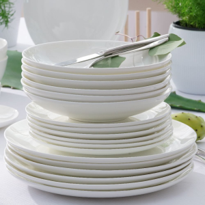 Serwis obiadowy porcelanowy Komplet talerzy na 6 osób BOSTON white
