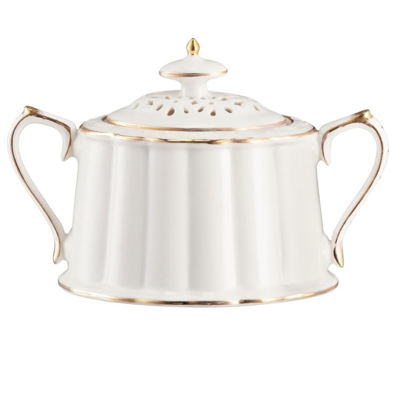 Cukiernica porcelanowa złota linia CLARA Gold Ivory