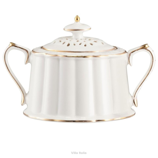 Cukierniczka z ażurową przykrywką z kremowej porcelany