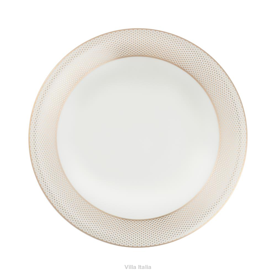 nowoczesne talerze obiadowe ze złotym wykończeniem
